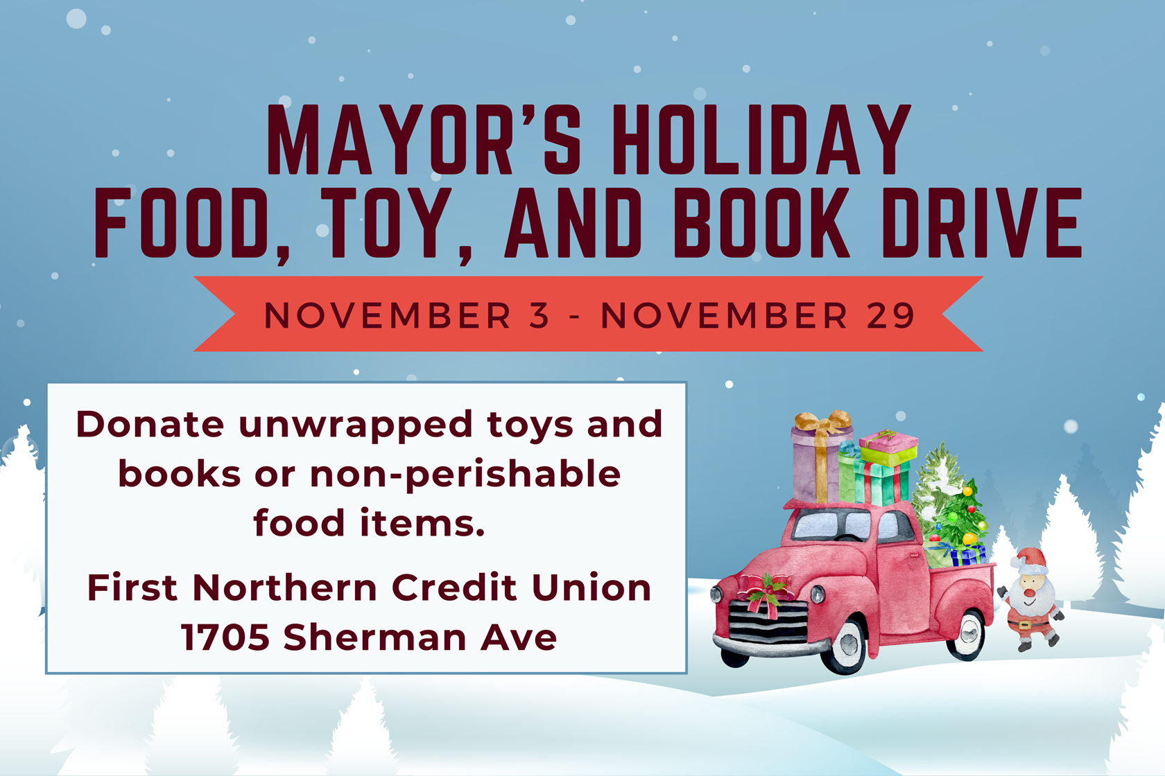 Mayor's Annual Food, Book, and Toy Drive 2025 